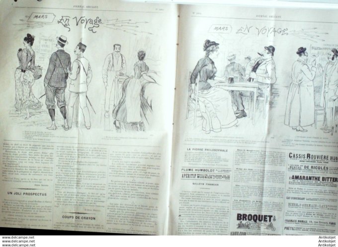 Le Journal Amusant 1891 # 1801 En voyage par MarsTheatre Palais Royalcahier des charpes d'Opera par 