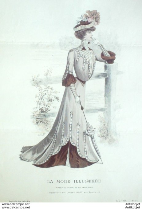 Gravure Mode illustree 1901 # 11 (Old Fashion plate) rare