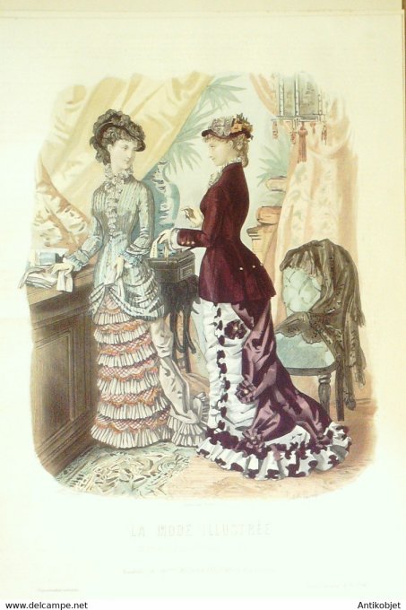 Gravure de mode La Mode illustrée 1879 n°36 (Maison Maury-Leriche)