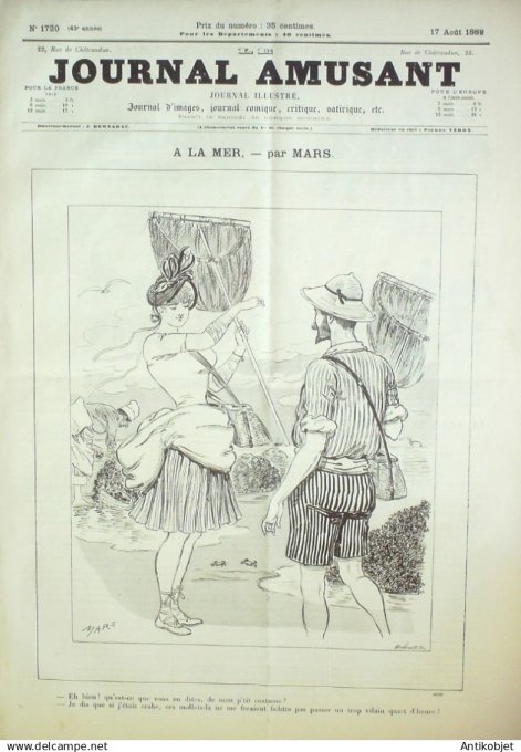 Le Journal Amusant 1889 # 1720 Ecole buissonniere par Mars