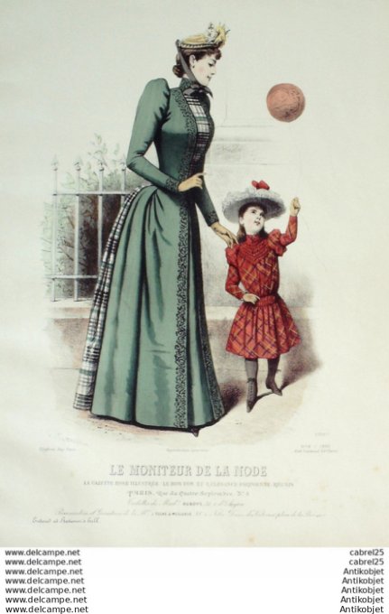 Gravure Mode Le Moniteur 1890 # 06 (Old Fashion plate)