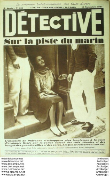 Détective 1933 # 264 Béziers Mistinguett Asnières Le Havre Bordeaux