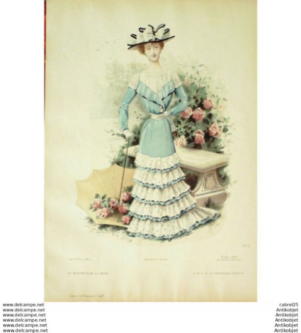 Gravure Mode Le Moniteur 1900 # 25 (Old Fashion plate)