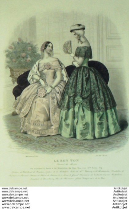 Gravure Mode Le Bon Ton 1846 13 # 22 (aquarelle old fashion plate)