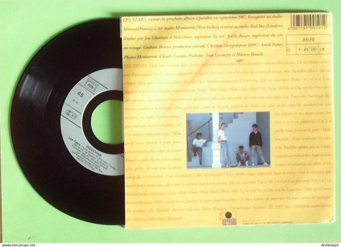 Indochine 45T SP Les Tzars 1987
