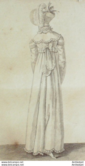 Gravure de mode Costume Parisien 1811 n°1172 Echarpe sur le canezou