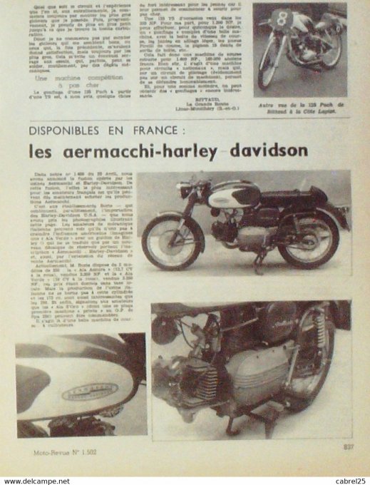 Moto Revue 1960 n° 1502 Puch 125 175 Svs Aermacchi Harley Davidson Horex Imperator