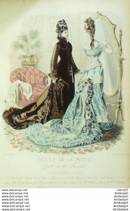 Gravure Mode La Gazette 1876 # 215 (Old Fashion plate)