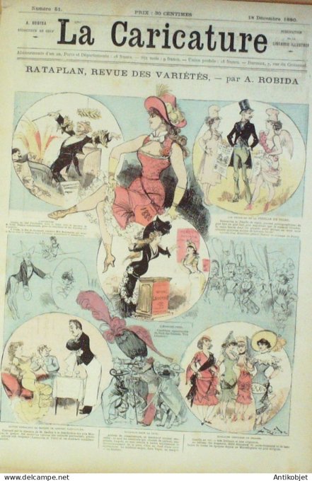 La Caricature 1880 #  51 Rataplan revue des variétés Robida Trock Draner