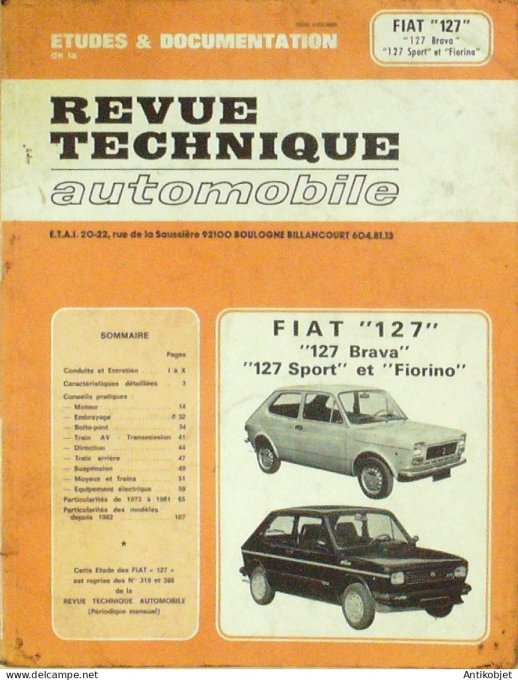 Revue Tech. Automobile 1973 n°319 Fiat 127 Brava Fiorino