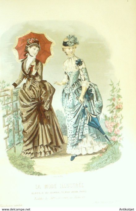 Gravure de mode La Mode illustrée 1884 n°15 (Maison Coussinet)