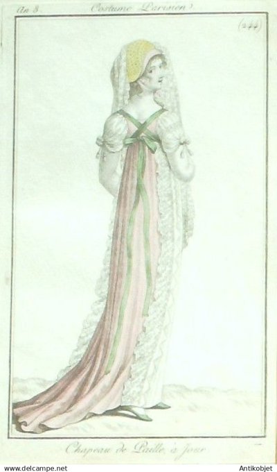 Costume Parisien 1800 an 8 # 244 (eau forte) Chapeau ? paille ? jour