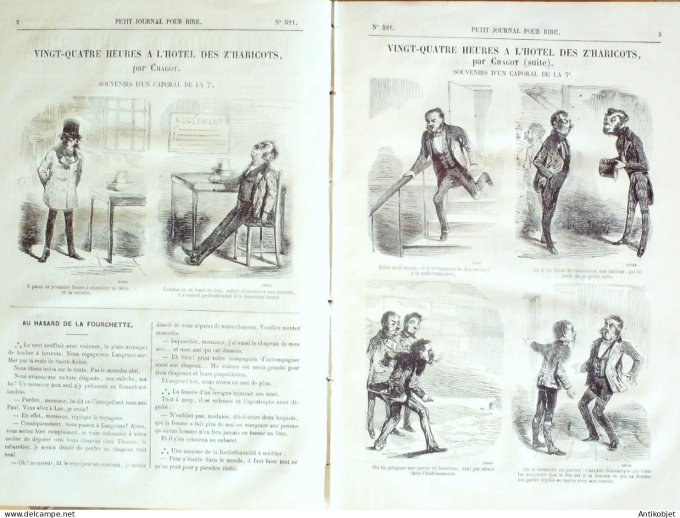 Petit journal pour Rire 1864 # 521 Vingt quatreheures a l'hotel des Z'haricots Chacot