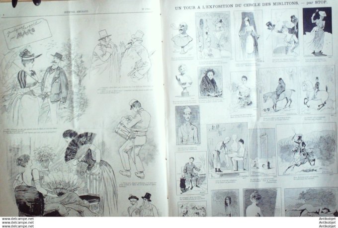 Le Journal Amusant 1891 # 1799 Tour a l'exposition du cercle des Mirlitons par Stop Ces bons fumiste