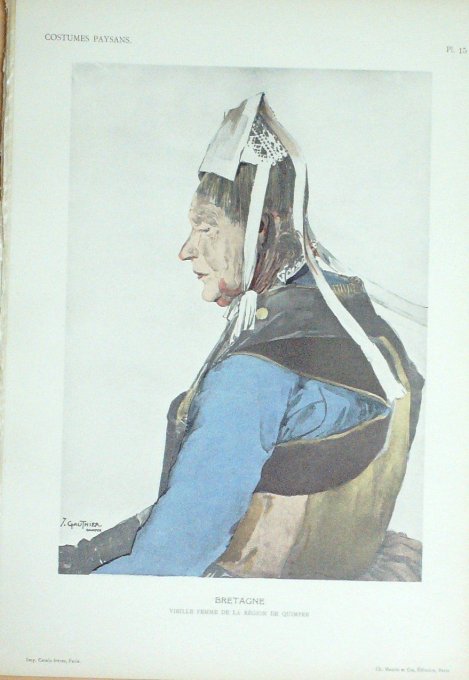 Bretagne Quimper Signé Gauthier 1875