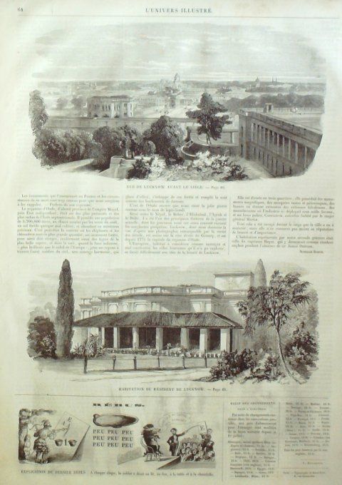 L'Univers illustré 1858 n°    8 Turquie Bachi-Bouzoucks Italie Venise ,Inde Lucnow