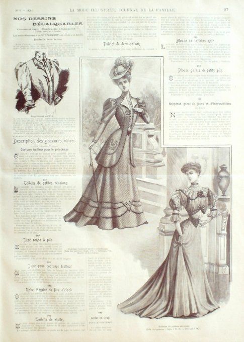 Journal Mode illustrée 1906 #  8 Robe en drap