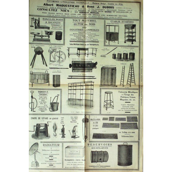 Catalogue  MATERIELS ENTREPRENEUR BRUXELLES 1913