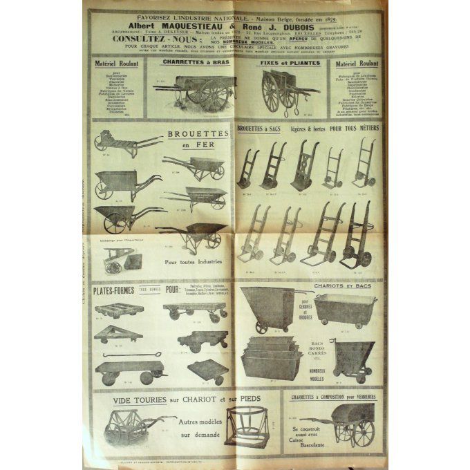 Catalogue  MATERIELS ENTREPRENEUR BRUXELLES 1913