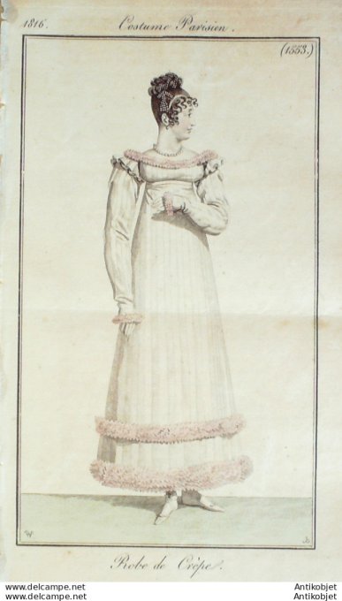 Costume Parisien 1816 # 1553 Robe de crêp