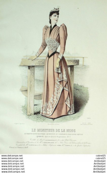 Gravure Mode Le Moniteur 1890 # 12 (Old Fashion plate)