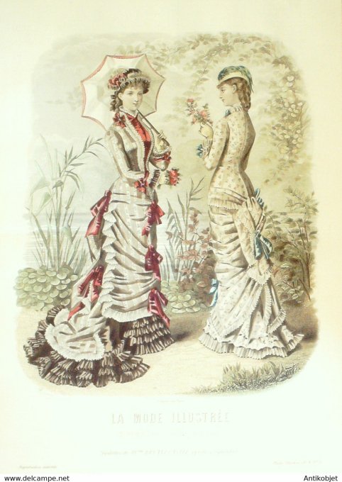 Gravure de mode La Mode illustrée 1879 n°37 (Maison Bréant-Castel)