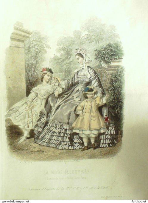 Gravure Mode illustree 1863 # 22 (Old Fashion plate)