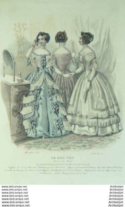 Gravure Mode Le Bon Ton 1846 13 # 25 (aquarelle old fashion plate)