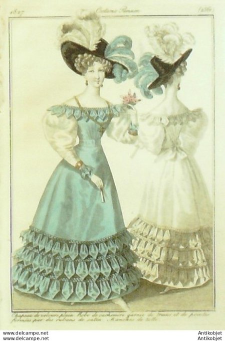 Costume Parisien 1827 # 2561 Robe de cachemire garnie de tresses