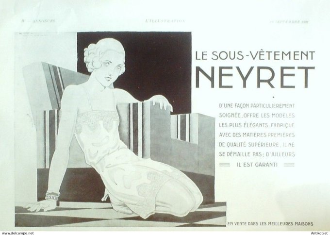 Publicité Lingerie Neyret 1931