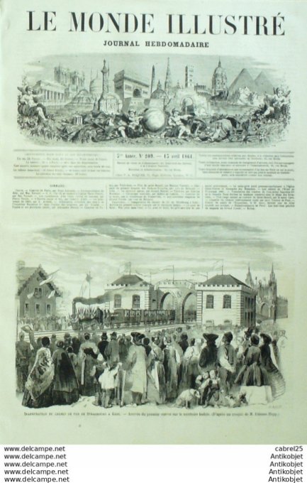 Le Monde illustré 1861 n°209 Allemagne Kehl Pont Espagne Mont Caro Couvent St Benoit