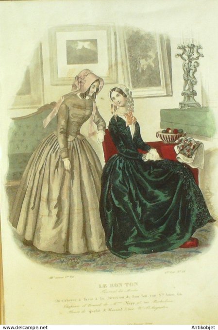 Gravure Mode Le Bon Ton 1846 13 # 23 (aquarelle old fashion plate)