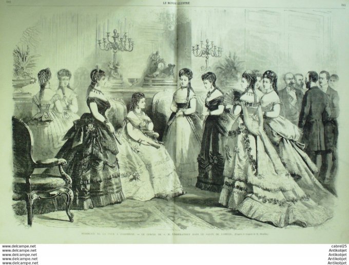Le Monde illustré 1868 n°610 Belgique l'Escaut Augerville (45) Compiègne (60) Pays de Galles Laucash