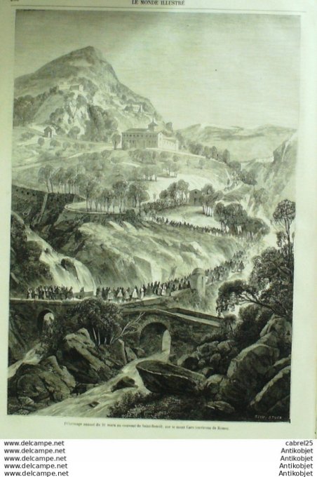 Le Monde illustré 1861 n°209 Allemagne Kehl Pont Espagne Mont Caro Couvent St Benoit