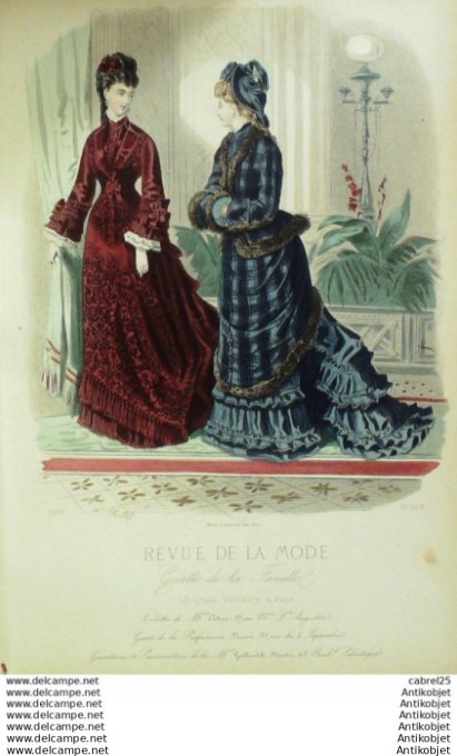 Gravure Mode La Gazette 1875 # 208 (Old Fashion plate)