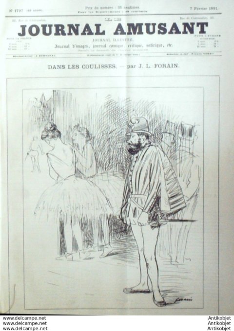 Le Journal Amusant 1891 # 1797 En Carnaval par Mars Bal a l'Opera par Stop
