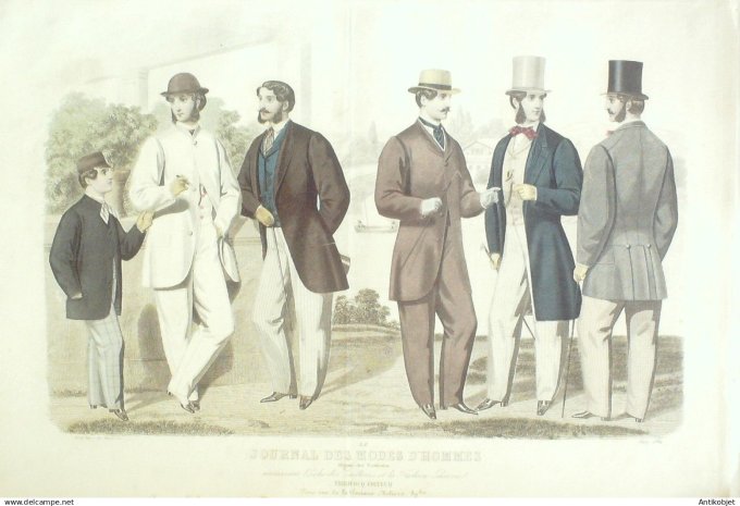 Gravure de Mode originale Journal de modes d’hommes 1864 # 102 (Maison Dubois Martin)