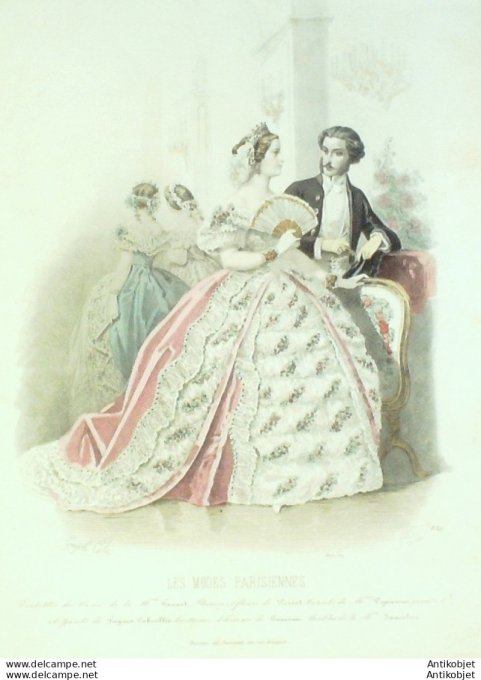 Gravure Les Modes Parisiennes 1858 # 829 Costume homme Maison Fauvet