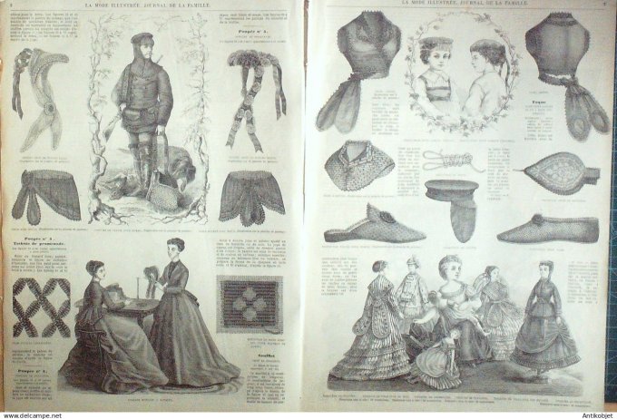 La Mode illustrée journal + gravure associée 1869 #  1