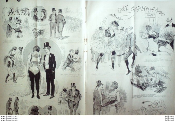 Le Journal Amusant 1891 # 1797 En Carnaval par Mars Bal a l'Opera par Stop
