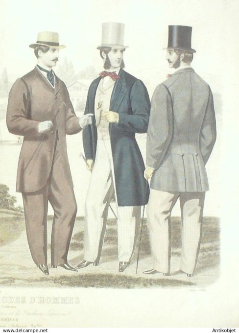 Gravure de Mode originale Journal de modes d’hommes 1864 # 102 (Maison Dubois Martin)