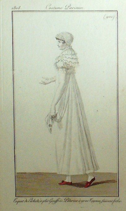 Gravure Mode Costume Parisien 1808 #  902 (eau forte old Fashion plate