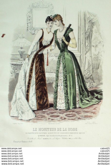 Gravure Mode Le Moniteur 1890 # 05 (Old Fashion plate)