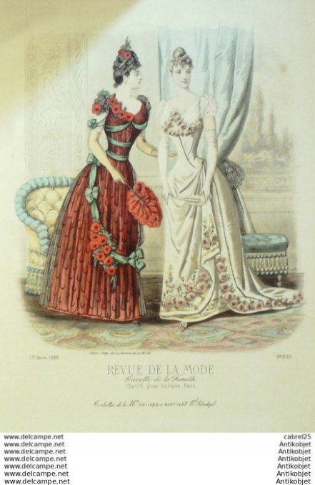 Gravure Mode La Gazette 1888 # 885 (Old Fashion plate)