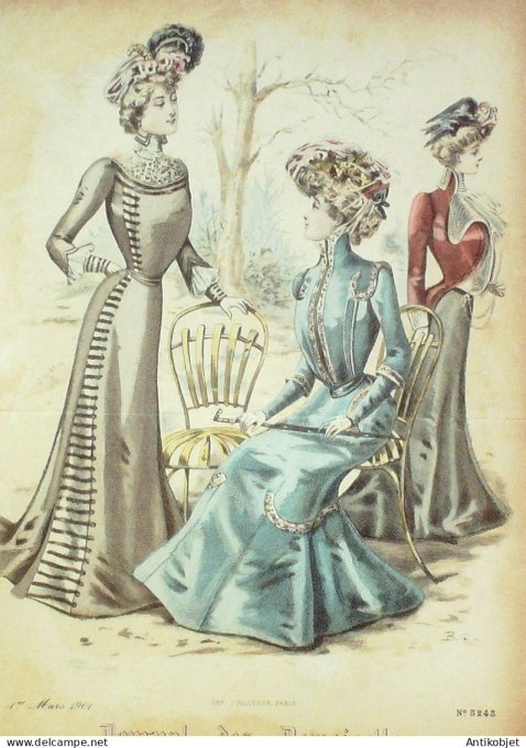 Gravure Mode J.Demoiselles 1901 # 5243 (Old Fashion plate)
