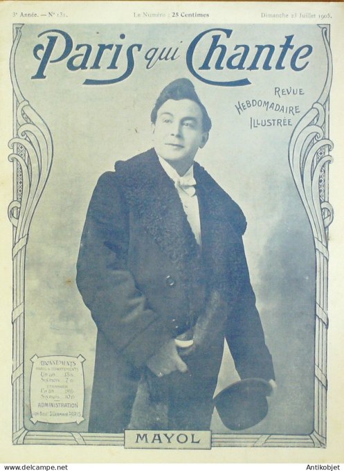 Paris qui chante 1905 n°131 Mayol Musette Ribet Odette Salignac Léonie Richard