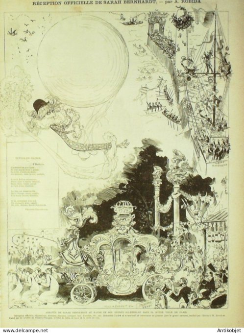 La Caricature 1881 #  75 Intérieurs militaires Draner Barret Srarh Bernhardt Robida