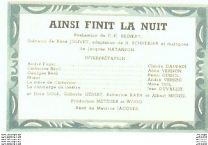 Mon Film 171 49-11-30 Ansi finit la nuit Claude Dauphin Albert Prejean