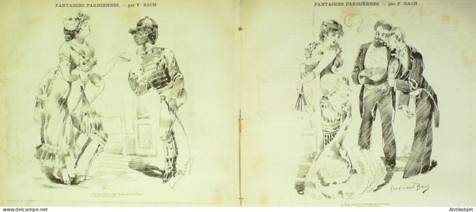 La Caricature 1881 #  75 Intérieurs militaires Draner Barret Srarh Bernhardt Robida