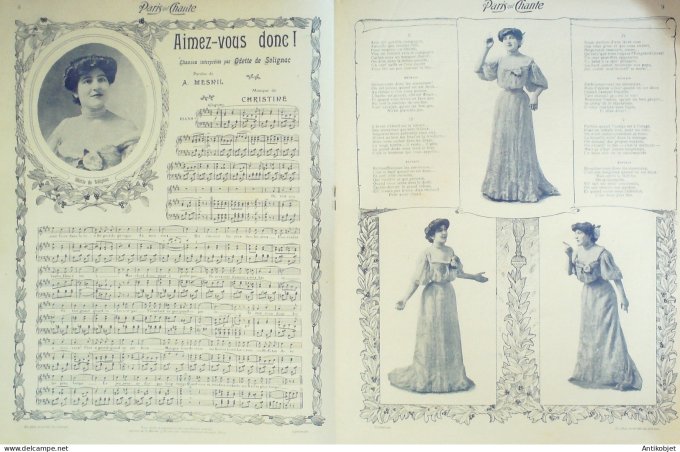 Paris qui chante 1905 n°131 Mayol Musette Ribet Odette Salignac Léonie Richard